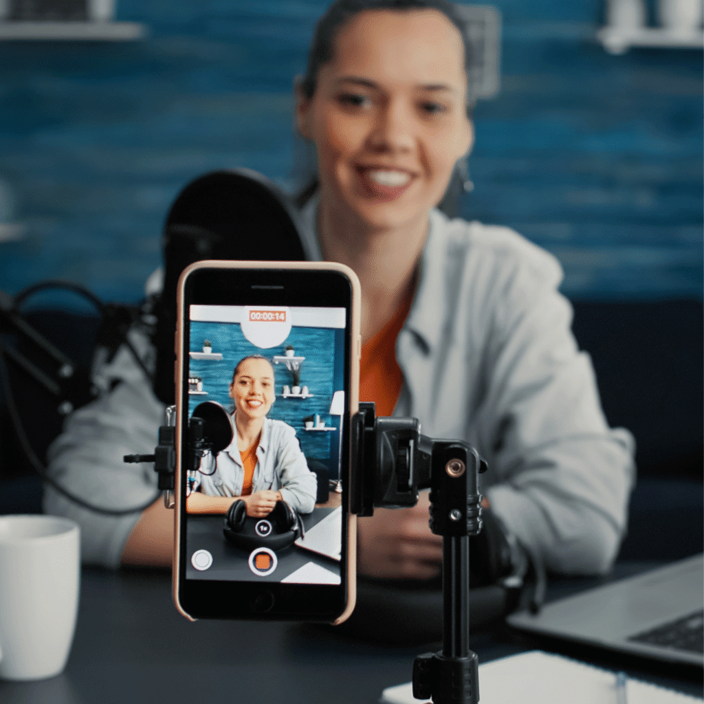 Executive recording a video for LinkedIn to build visibility and thought leadership